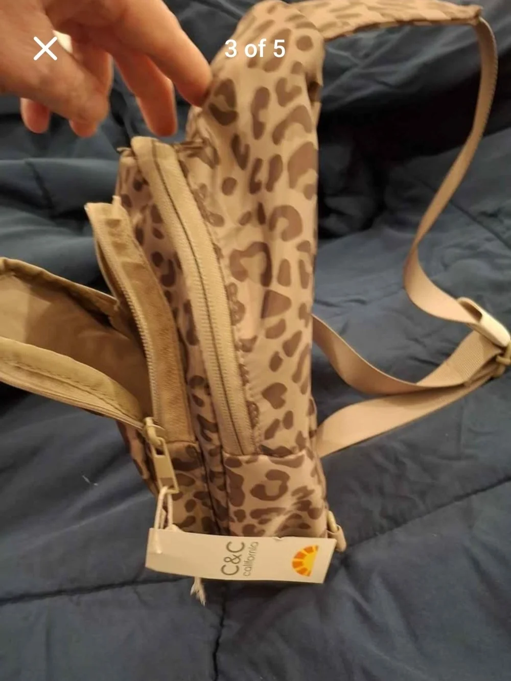 C&C California Leopard Print Mini Sling Backpack in Tan/Brown